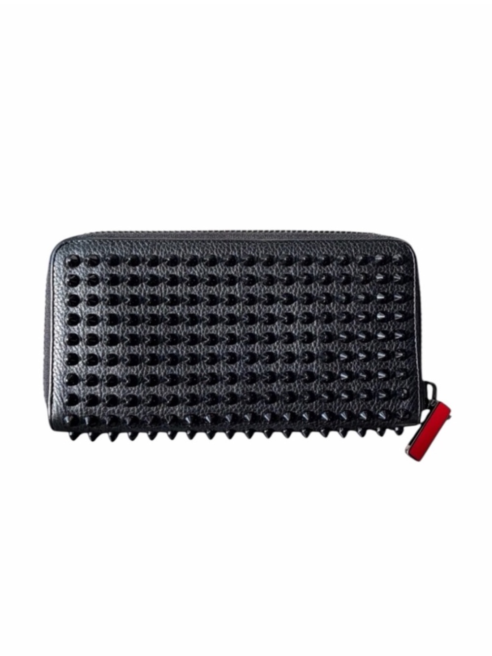Christian Louboutin Black Spiked Panettone Wallet with Red Accent